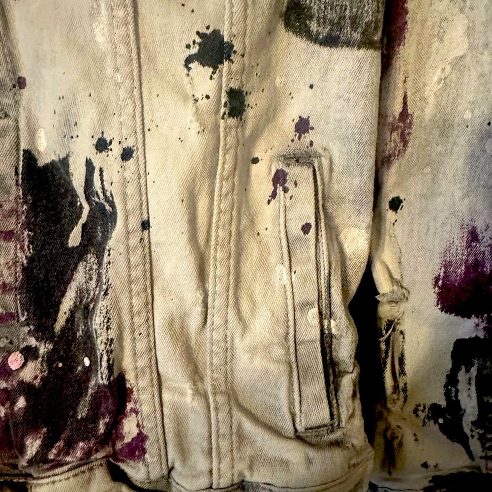 Evolution In Design Boys Distressed Paint Splatter Denim Jacket XS - Picture 5 of 16